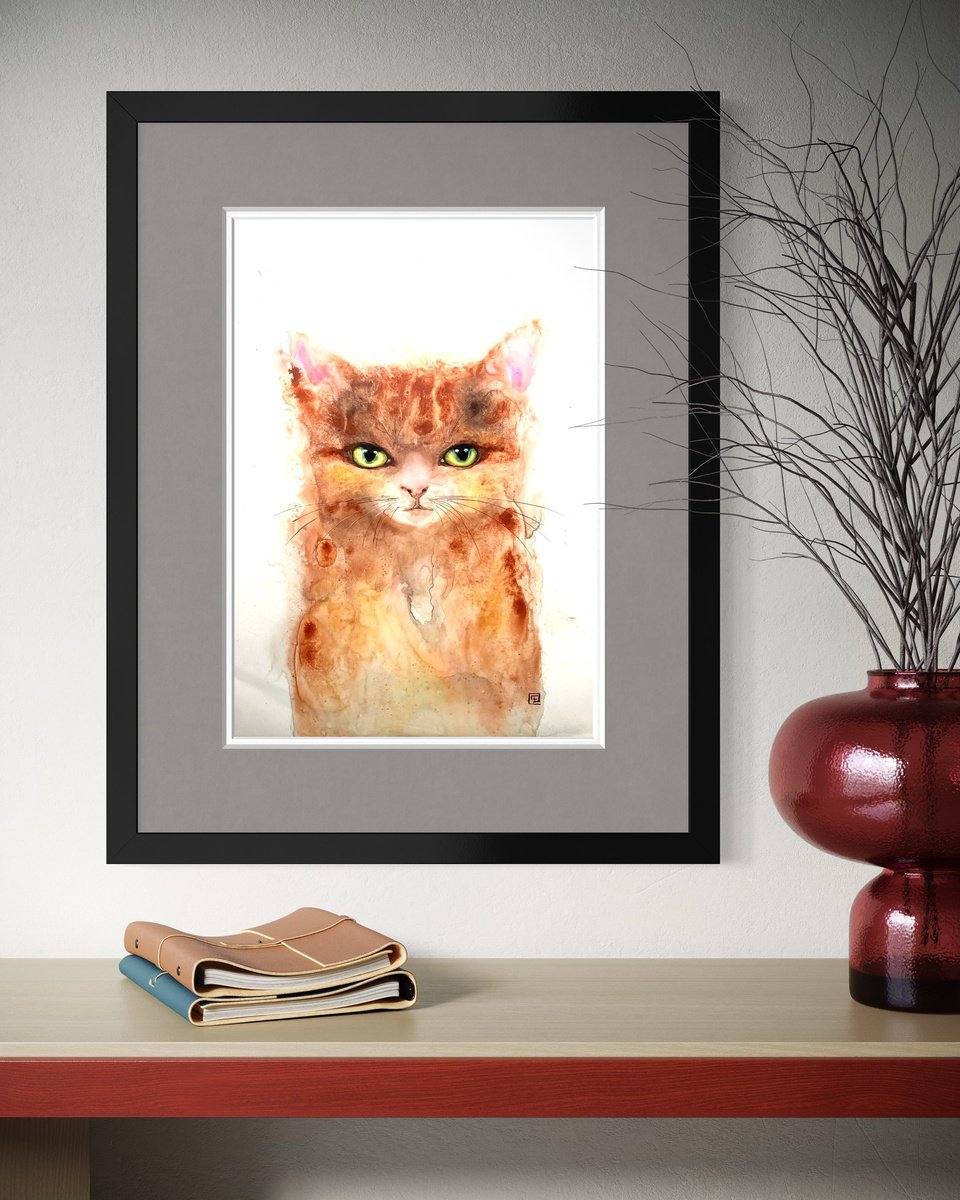 Yellow Kitty By Eva Fialka, 12 X 16, Artwork For Sale On Artfinder