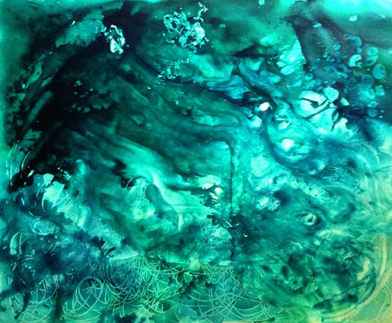 Water marine - original acrylic on canvas - large size 100 x 81