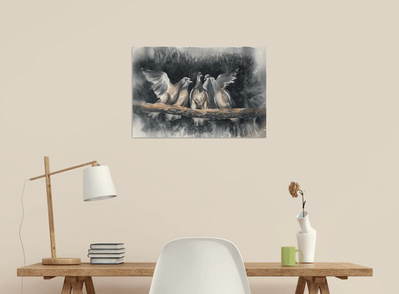 Birds on branch