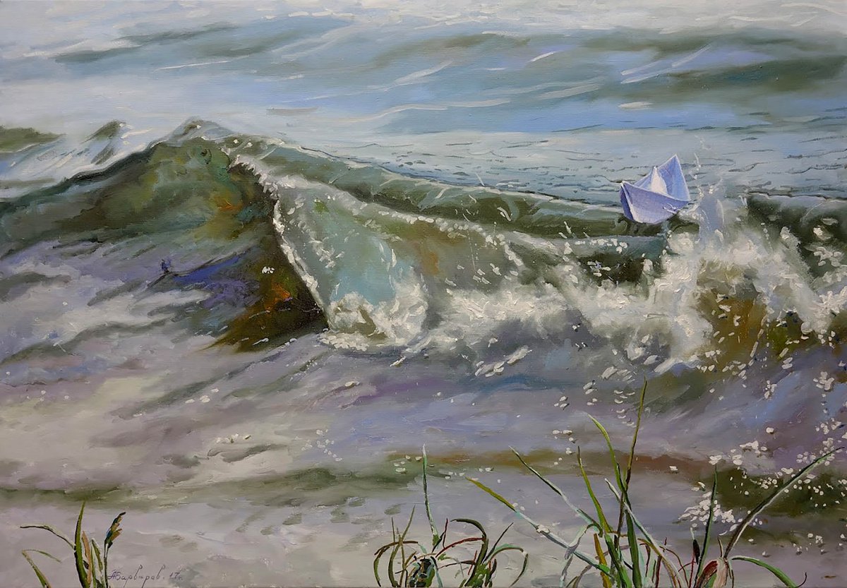 Impressionistic Landscape Oil Painting By Anatolii Varvarov, 45 X 31, The Ark, Original Artwork