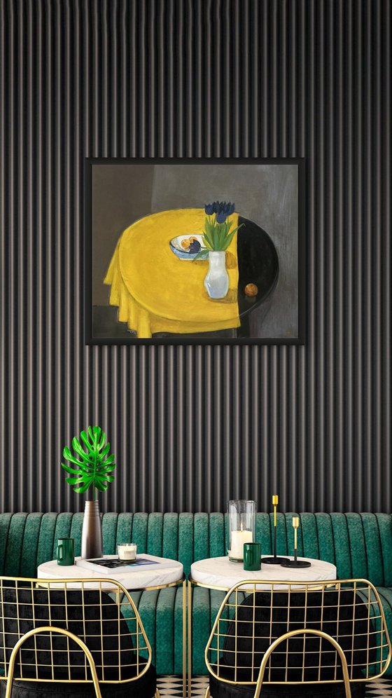 Tulips on a Yellow Table
