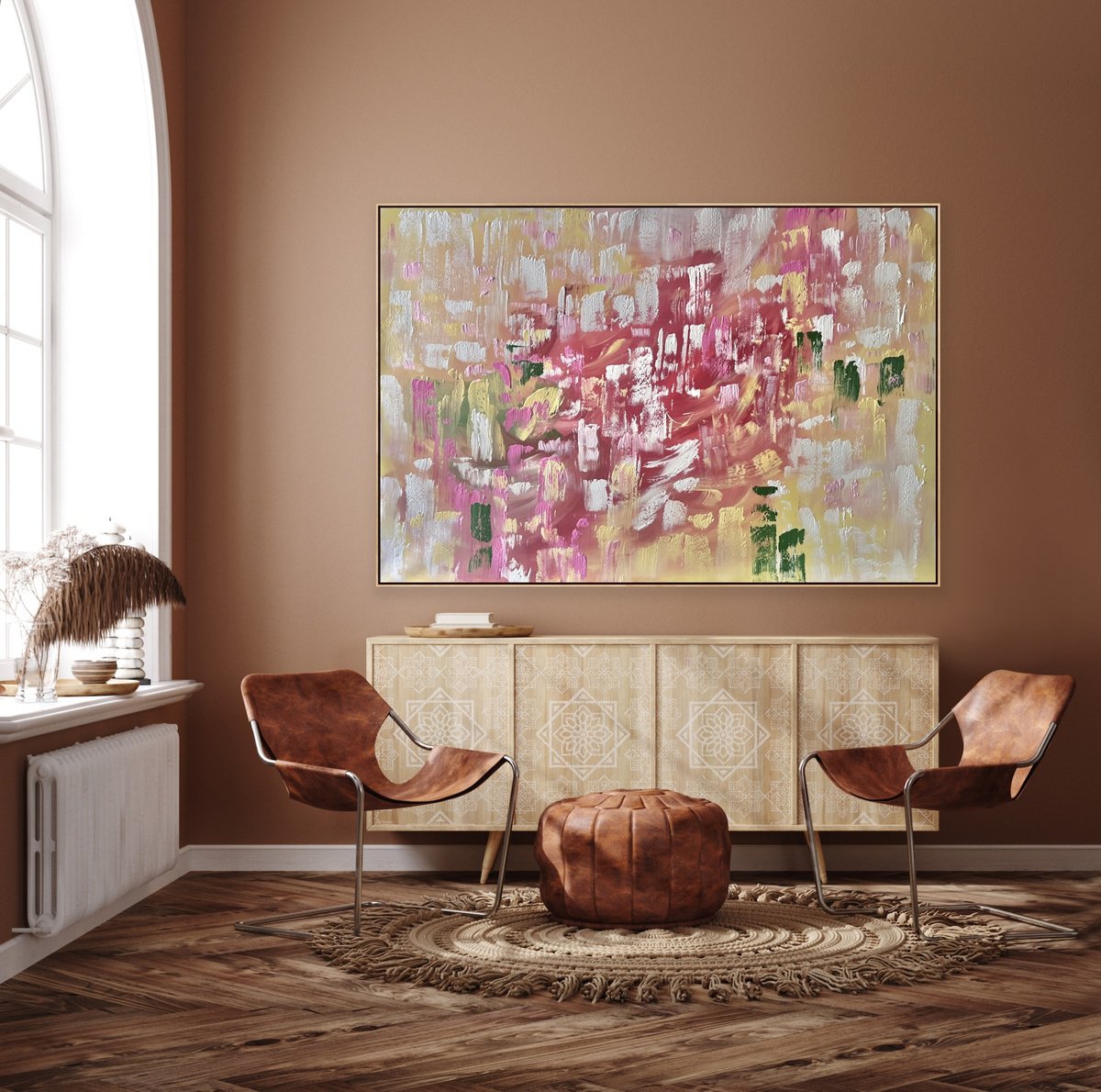 Organic Abstract Acrylic Painting By Alanah Jarvis, 80 X 56, Garden Made Of Smiles, Original Artwork