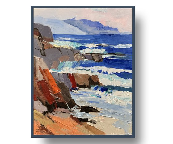 Sea rocks and beach.