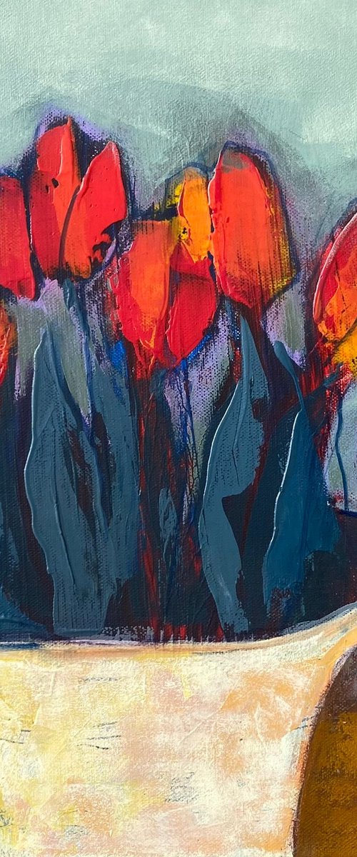 Still life with tulips. by Tatjana Auschew