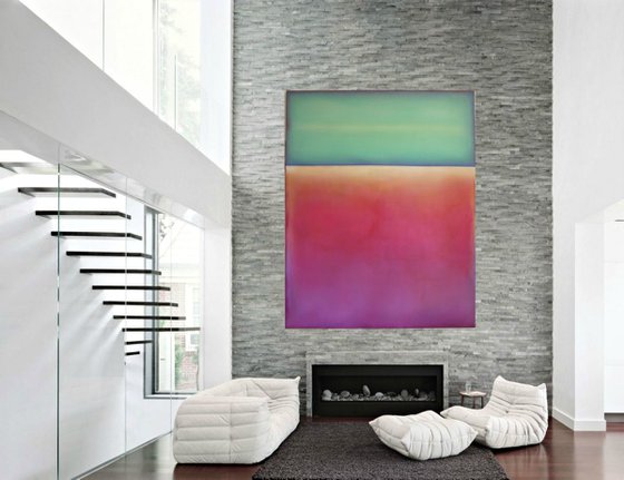 I got lost in the wilderness of your arms , I arrived on the doorstep of my soul... / Modern Minimal Large Abstract 48x60 inches oil on canvas