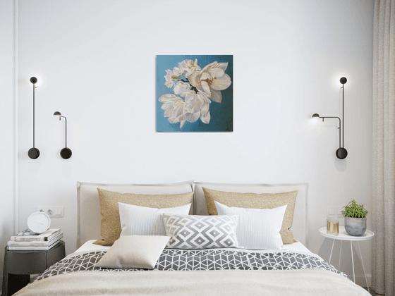 "White bouquet. "   flower  liGHt original painting  GIFT (2021)