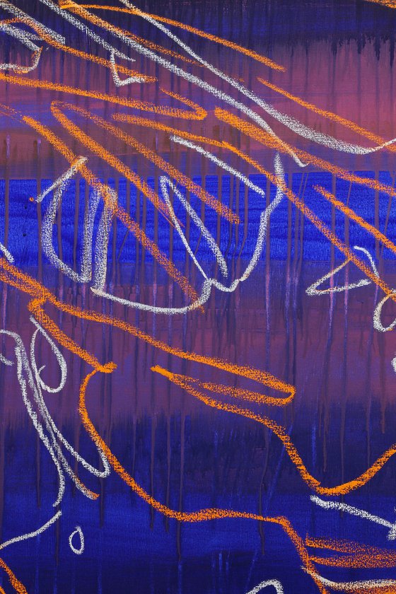 Monstera Double Shadows Blue Orange