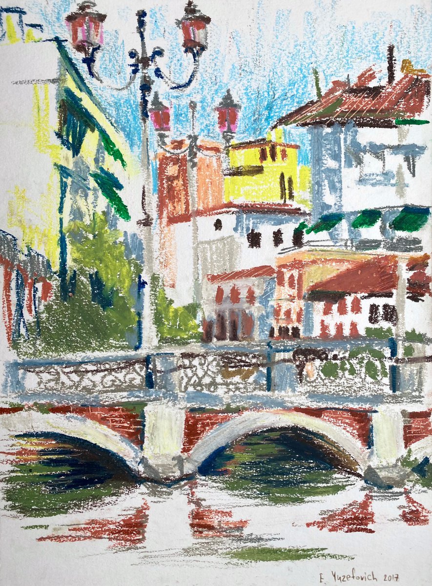 Impressionistic Painting , Ponte Di San Martino, Treviso By Elena Yuzefovich, 12 X 16, Artwork For Sale On Artfinder