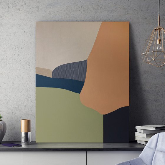 "Slope 2" Coral green acrylic abstract