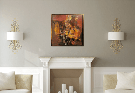 Beautiful framed contemporary masterpiece autumn colors abstract by O Kloska