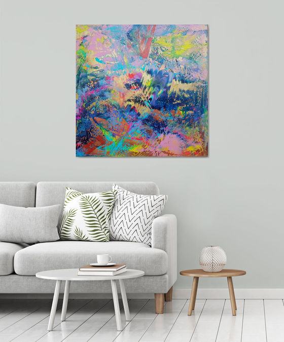 Simply Happy - large abstract textured artwork