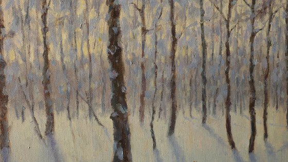 The Winter Morning In The Forest - winter landscape painting