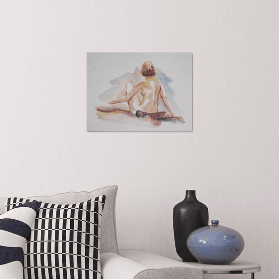 Seated female nude back study