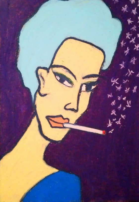 Lady Winter smoking