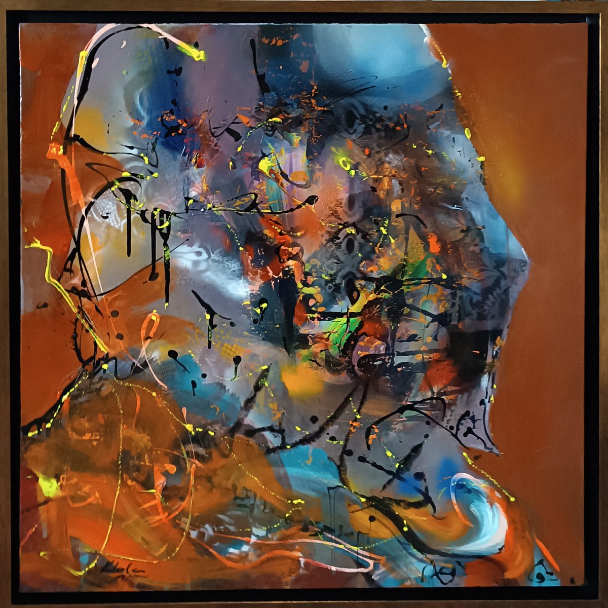 Expressive Portrait Painting By Kloska Ovidiu, 34 X 34", Mind Of A Dreamer 4, Original Artwork