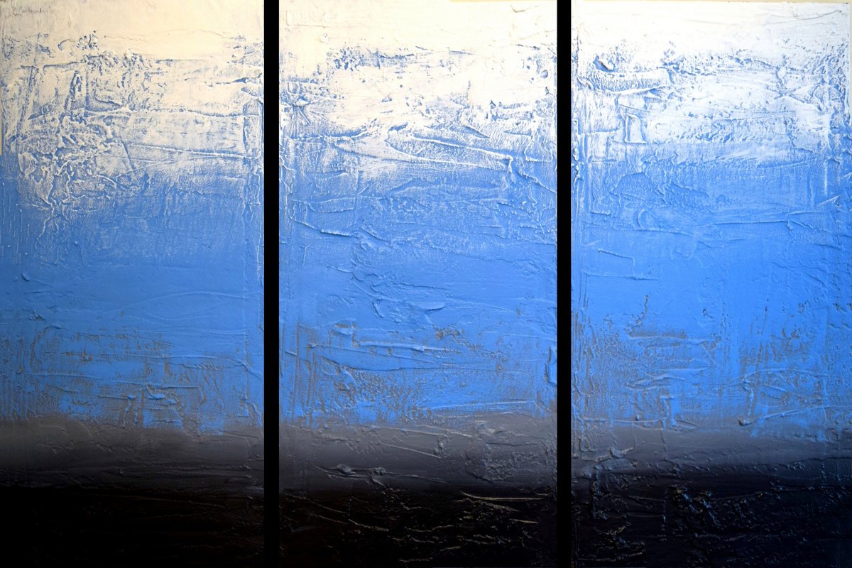 Abstract Painting By Stuart Wright, 60 X 39", Ice Blue Large Painting Long, Original Artwork