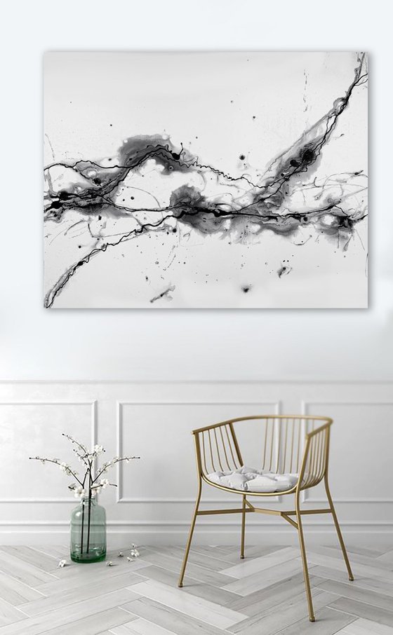 Black and White Energy Abstract Large Contemporary Art