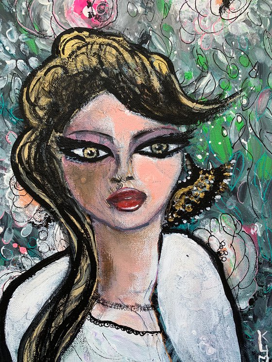 Portrait Woman Acrylic Painting Margaret Kean Inspired Beautiful Gift Ideas Artfinder Wall Decor Artwork on Canvas Paintings Wall Art