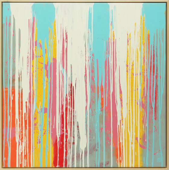 Tip Top Drips - iIncl. Wooden Frame - 95 x 95 cm - Ronald Hunter 4M