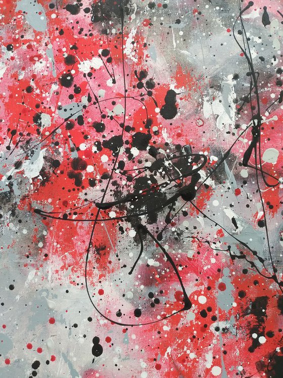 Abstract action painting on canvas by M.Y.