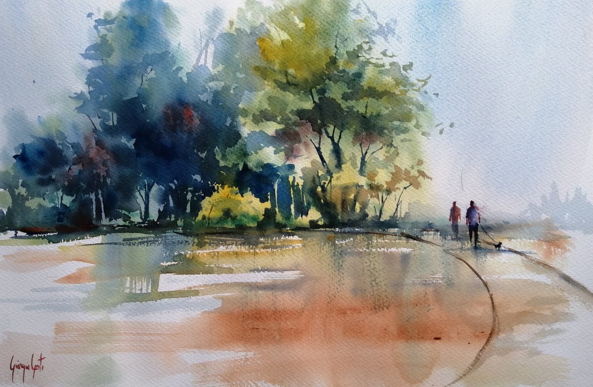 Impressionistic Watercolour , Countryside Landscape 23 By Giorgio Gosti, 21 X 14, Artwork For Sale On Artfinder