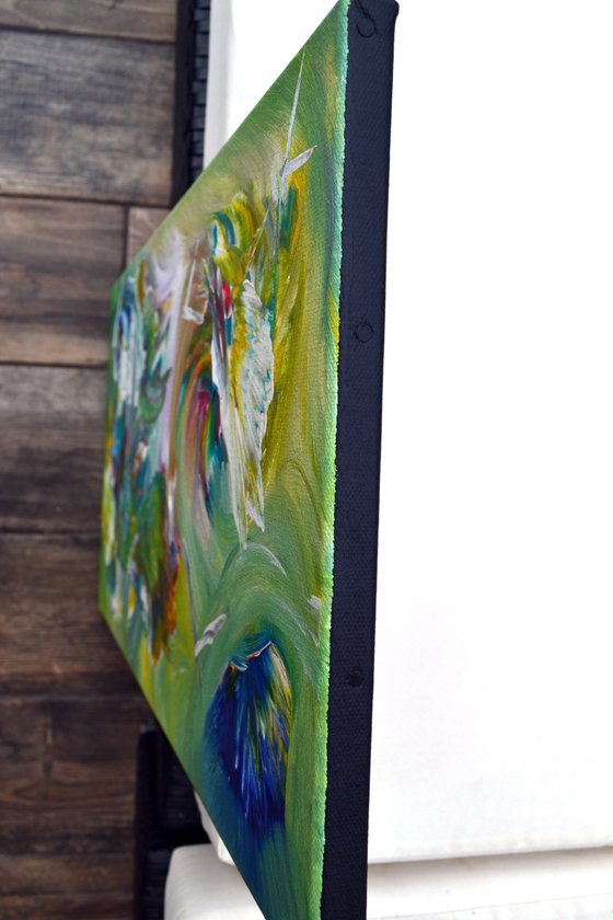 Garden of love - free shipping - palette knife painting - ready to hang