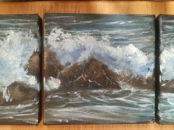 Miniature trypict seascape 24 x 8 cm.