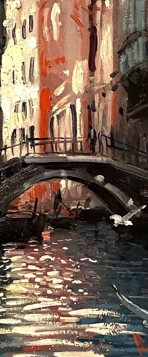 Sunset Venice Seagulls by Paul Cheng