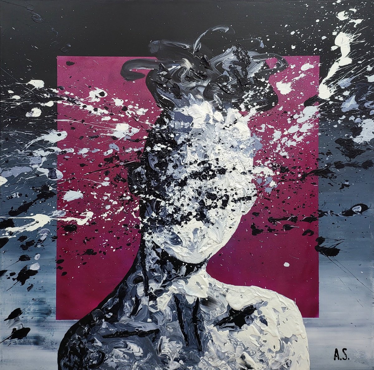 Abstract Acrylic Painting By Alex Senchenko, 39 X 39, Persona Yb2402, Original Artwork