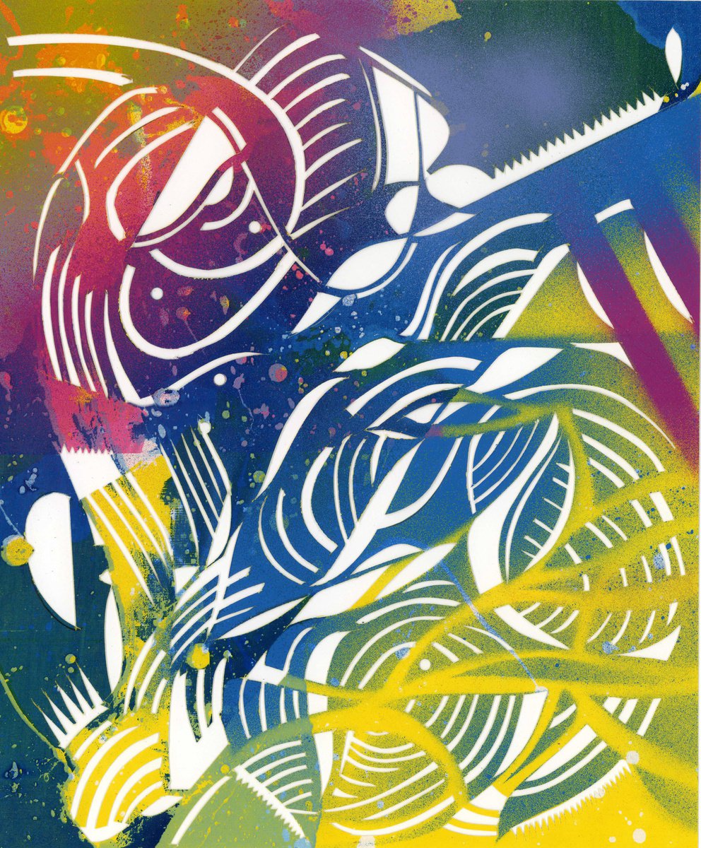 Organic Abstract Collage By Alfred Ng, 10 X 12, Ripples In Colors, Abstract Papercut, Original Artwork