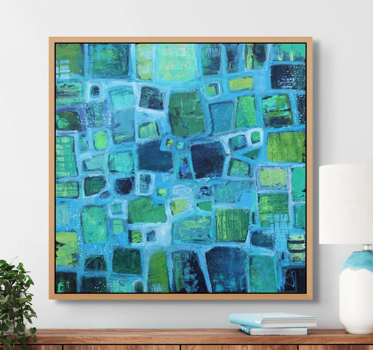 Geometric Abstract Painting By Sage Mountain Studio, 30 X 30", Skipping A Beat, Original Artwork