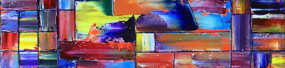 "Messy Geometry Series" - Save As A Series - Original PMS Abstract Diptych Oil Paintings On Wood - 32" x 16"