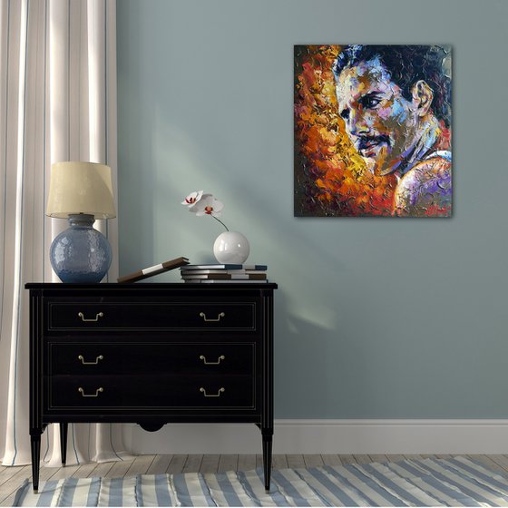 Freddie Mercury Painting, Queen original oil art, portrait