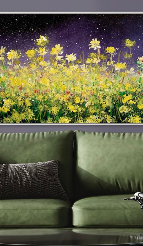 Midnight Garden Dandelions & Daisies by Jennifer Taylor