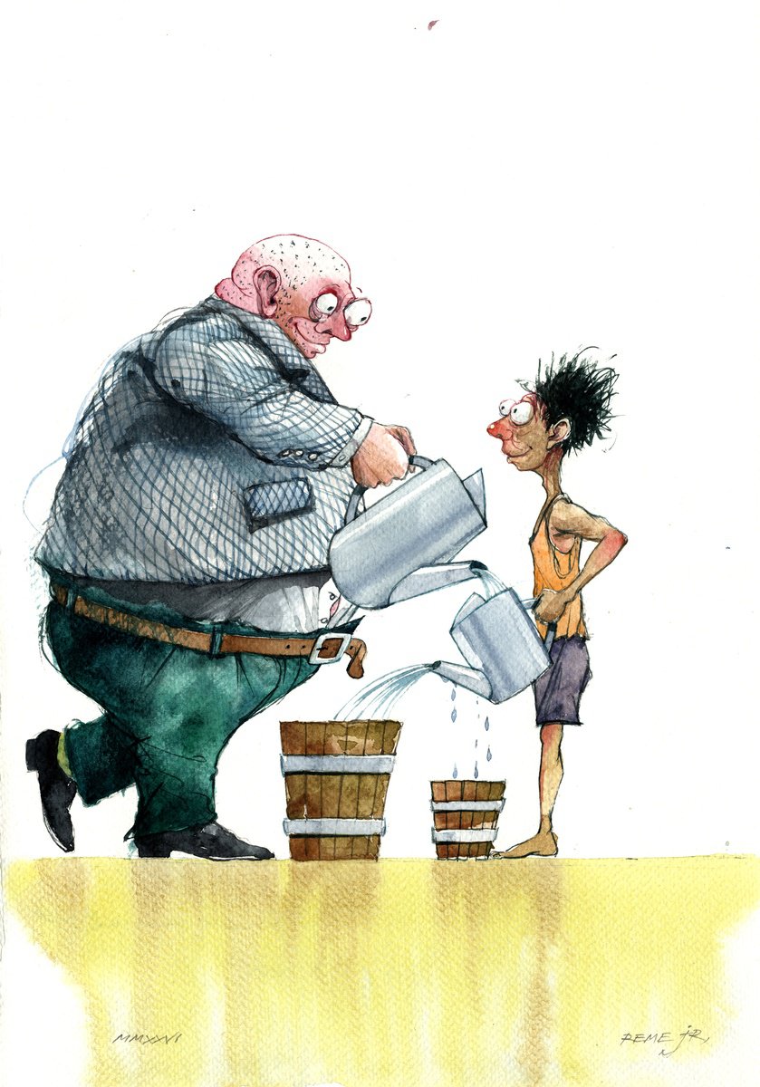 Expressive Watercolour , The Rich Helps The Poor By Reme Jr., 10 X 15, Artwork For Sale On Artfinder