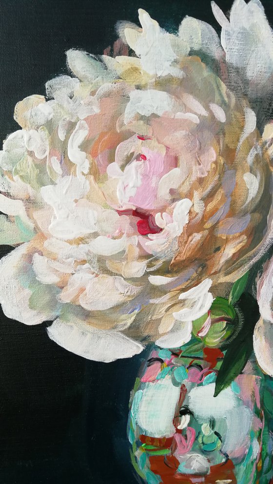 “Two peonies in Chinese vase ”