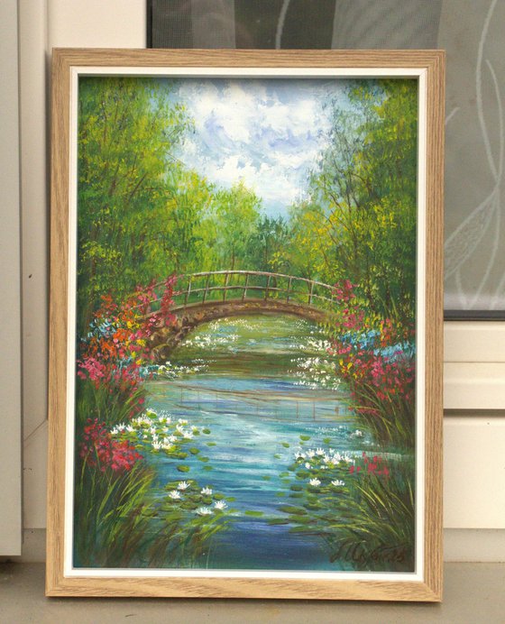 White lilies pond