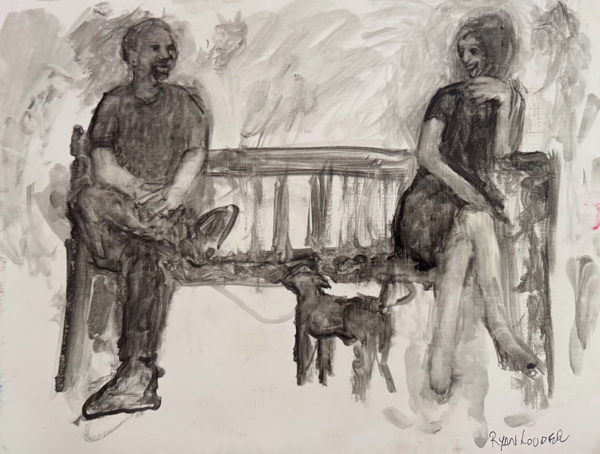 Illustrative Portrait Watercolour By Ryan Louder, 16 X 12", How They Met, Original Artwork