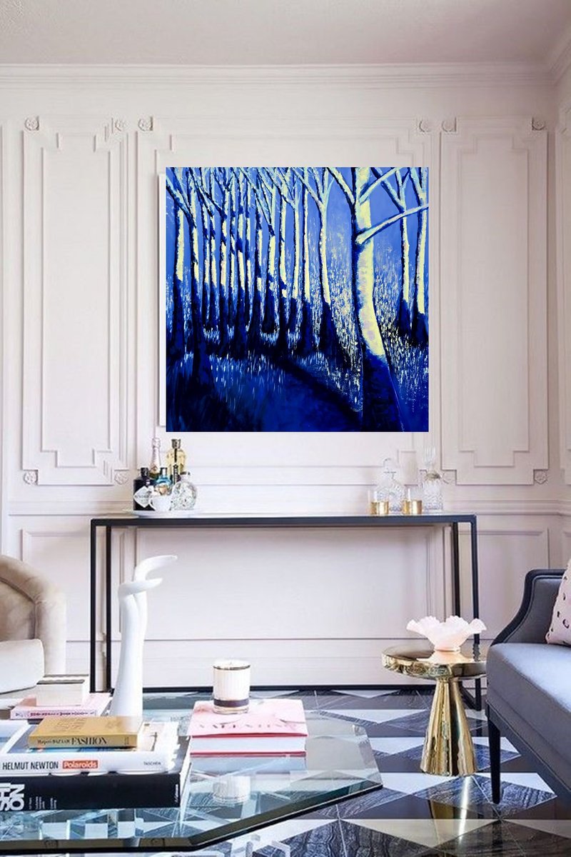 Impressionistic Landscape Acrylic Painting By Danijela Dan, 31 X 31, Late Winter Afternoon, Original Artwork