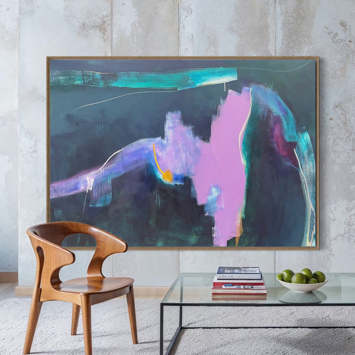 Abstract Landscape Acrylic Painting By Cheryl Harrison, 67 X 47, Istanbul, Original Artwork