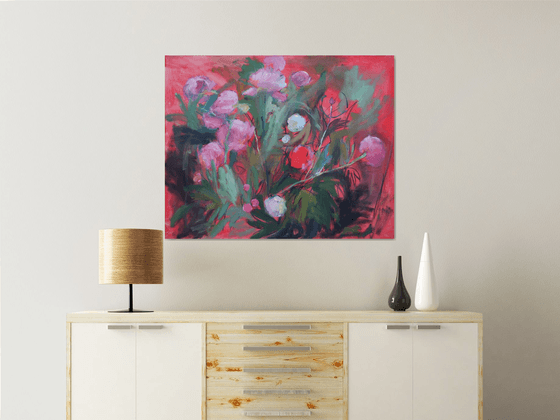 Peonies in red tones