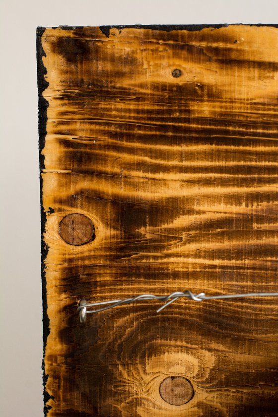 "Chasing sorrow" (60x30x1,3cm) - Unique portrait artwork on wood (abstract, portrait, gouache, original, painting, coffee, acrylic, oil, watercolor, encaustics, beeswax, resin, wood, fingerpaint)