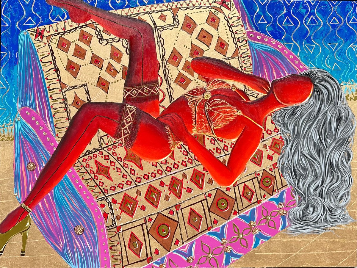 Expressive Portrait Oil Painting By Elena Adele Dmitrenko, 48 X 36, Roxanne, Original Artwork