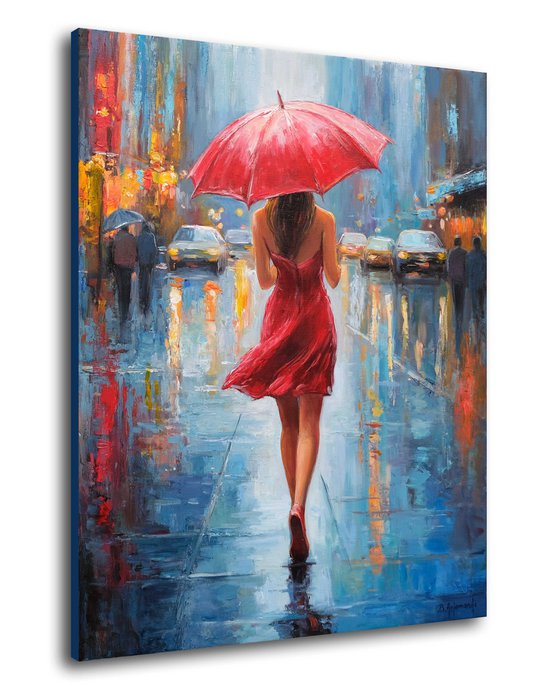 Red Umbrella in the Rain