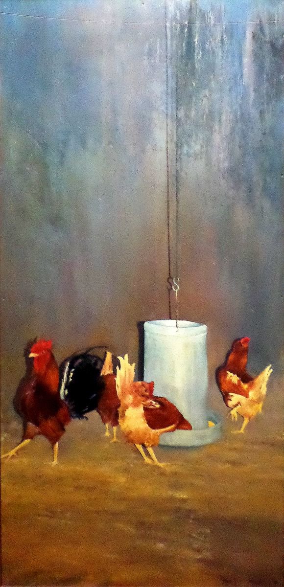 Rooster with chickens by Penya-Roja