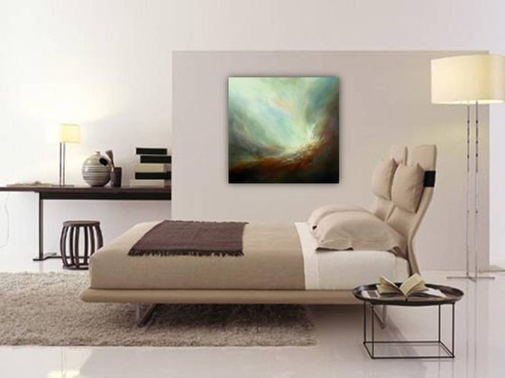 FORCE OF NATURE (LARGE SEASCAPE/LANDSCAPE ABSTRACT OIL PAINTING ON  QUALITY GALLERY WRAPPED CANVAS 32" X 32" X 2")