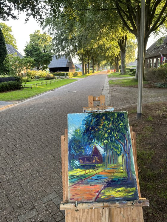 Dutch Countryside Alley at Sunset