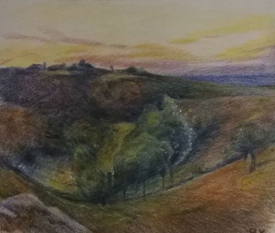 pastel drawing landscape