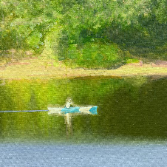 White and Blue Canoe