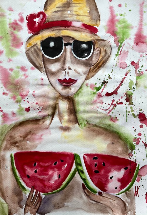 Watermelon Girl by Halyna Kirichenko
